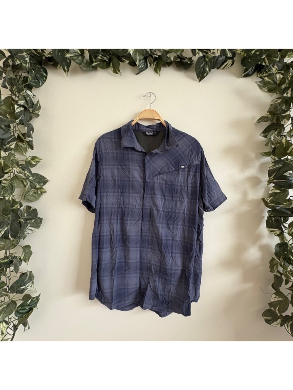 Outdoor Research Astroman Short Sleeve Front Button Shirt Plaid Size L